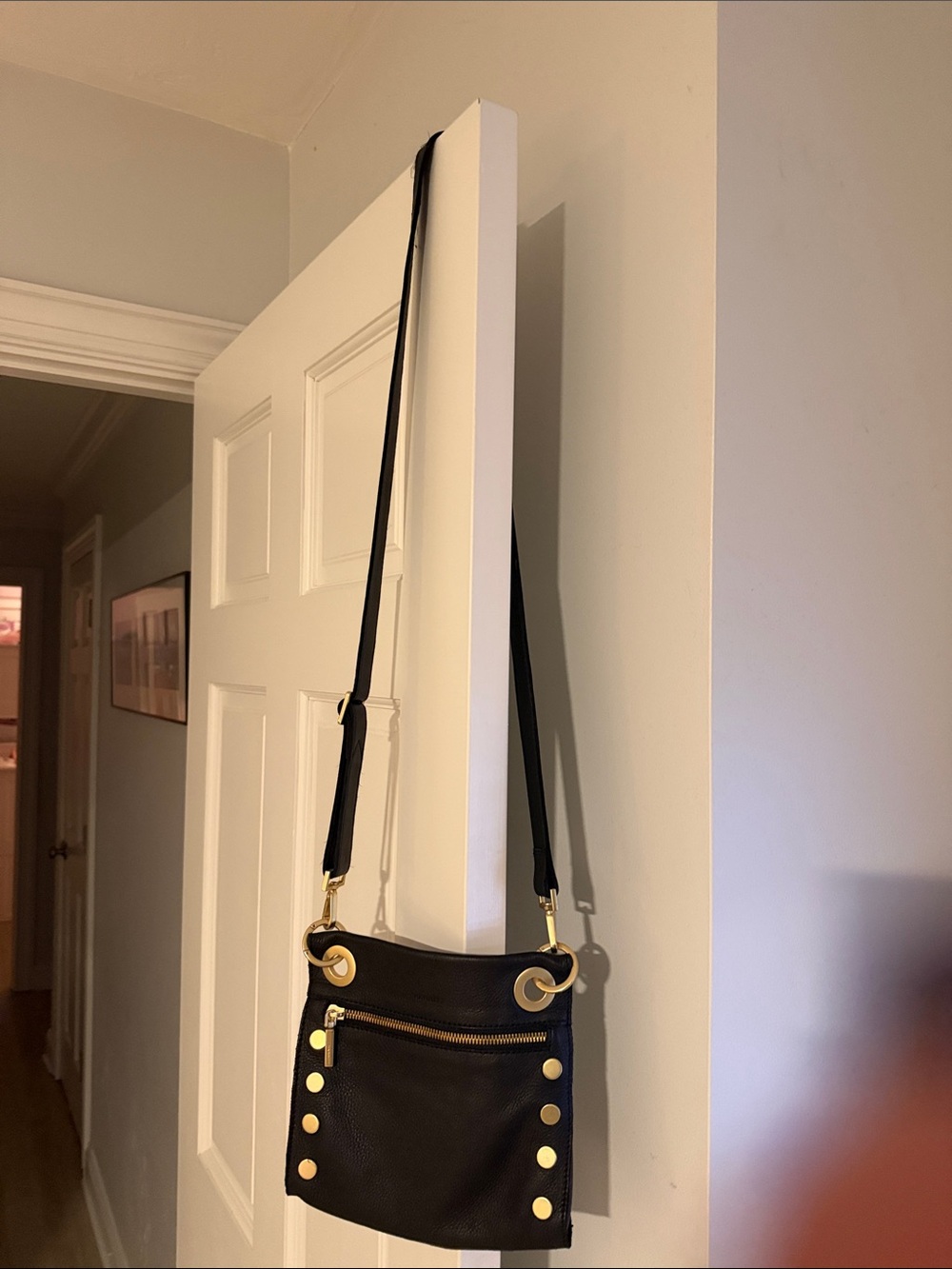 Hammitt Black Leather Crossbody with Gold Hardware - Picture 2 of 4